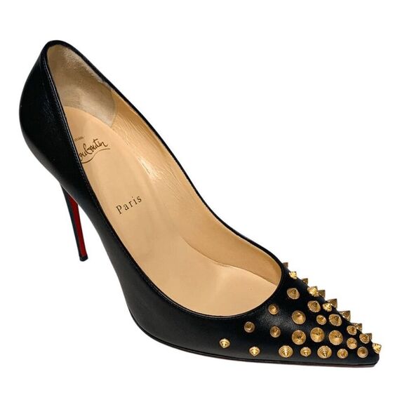 Christian Louboutin Spikyshell 100 Nappa Shiny Pumps EU 40 US 10 Studded Heels - Picture 1 of 13